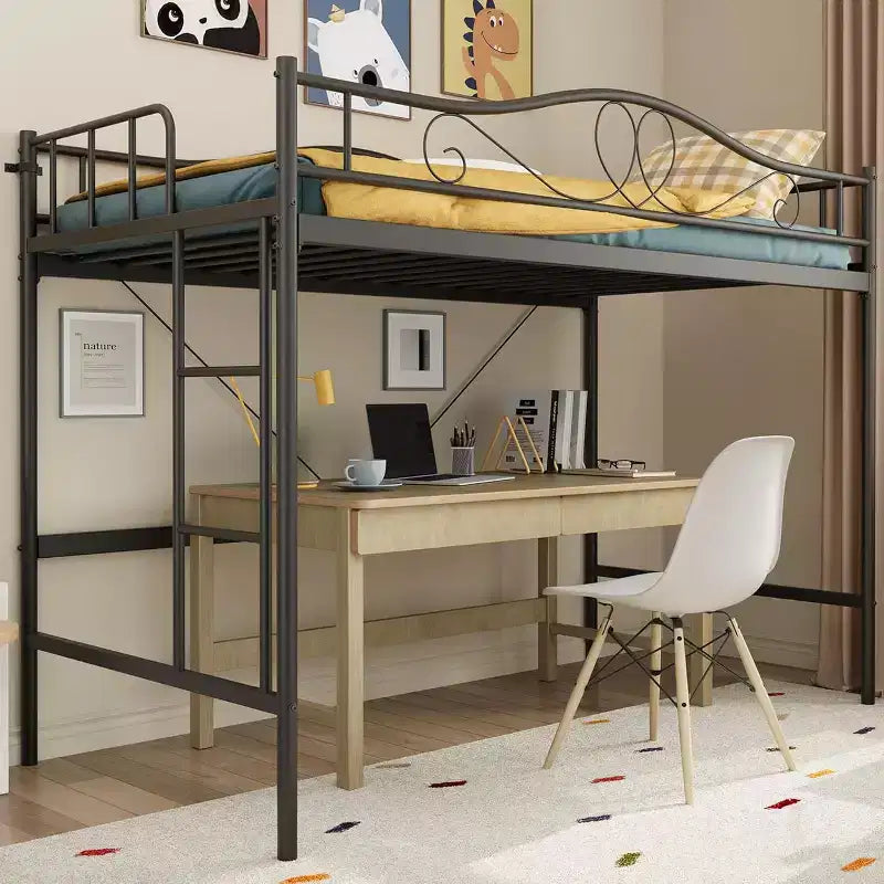 Bunk Bed Twin Over Twin, Twin Bunk Bed with Ladde & Full-Length Guardrails, Heavy Duty Metal 400 LBS Weight Capacity, Space-Saving Design