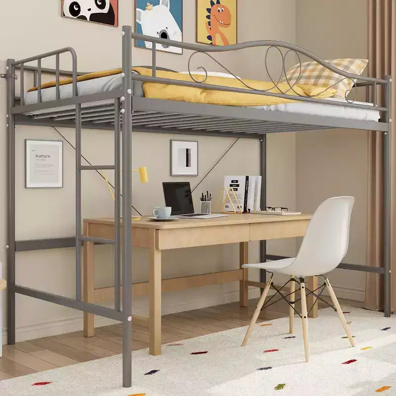 Bunk Bed Twin Over Twin, Twin Bunk Bed with Ladde & Full-Length Guardrails, Heavy Duty Metal 400 LBS Weight Capacity, Space-Saving Design