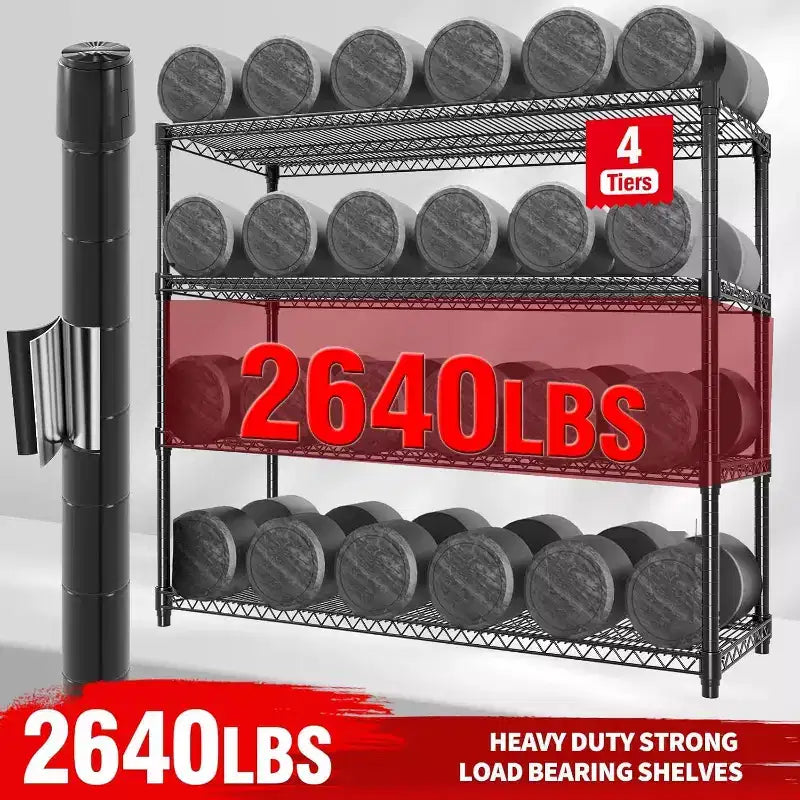 5-Tier or 4-Tier Metal Storage Shelves with Wheels, 59 W 3300 LBS Capacity Heavy Duty Adjustable Wire Rack for Garage, Pantry, Kitchen