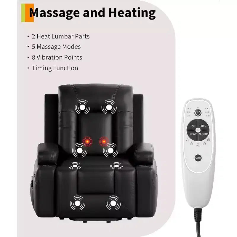 Oversized Power Lift Recliner Chair, Home Theater Seating with Lumbar Support, Adjustable Back and Legs, Elderly Power Recliner Chair for Living Room