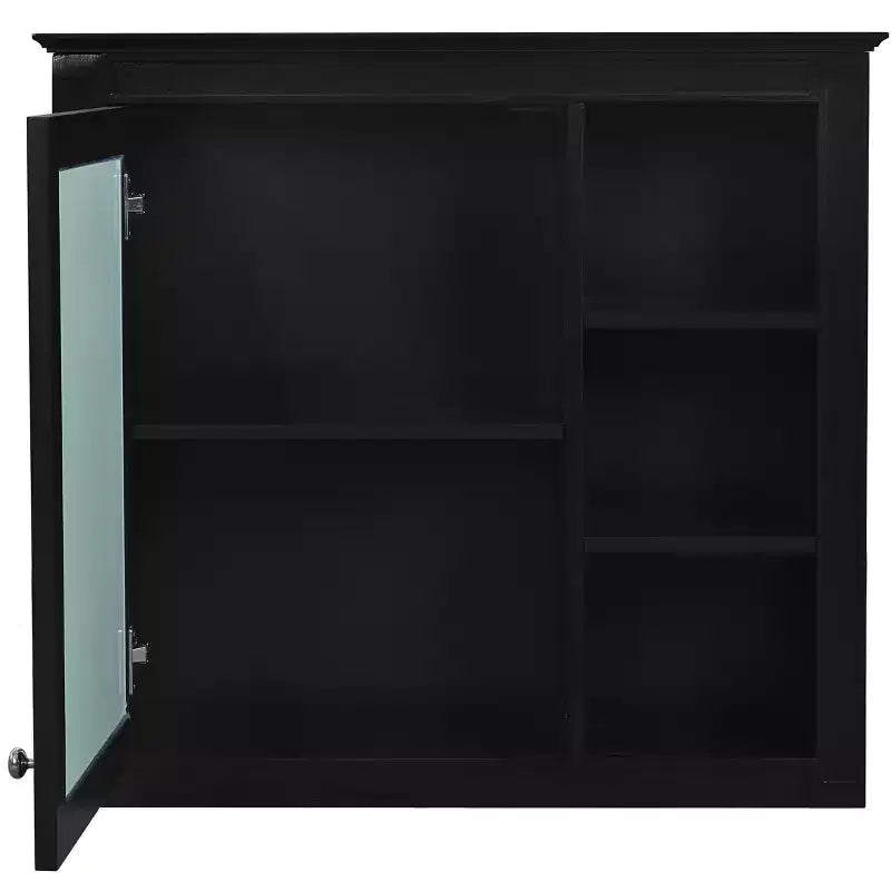 FAMYYT 30 in. W x 28 in. H Rectangular MDF Board Surface Mount Bathroom Medicine Cabinet with Mirror, Open Shelves