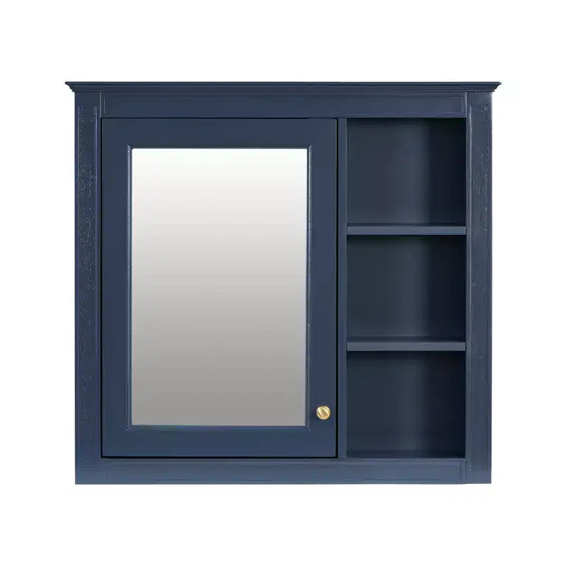 FAMYYT 30 in. W x 28 in. H Rectangular MDF Board Surface Mount Bathroom Medicine Cabinet with Mirror, Open Shelves