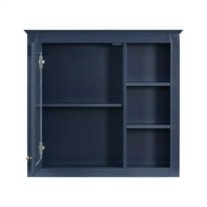 FAMYYT 30 in. W x 28 in. H Rectangular MDF Board Surface Mount Bathroom Medicine Cabinet with Mirror, Open Shelves