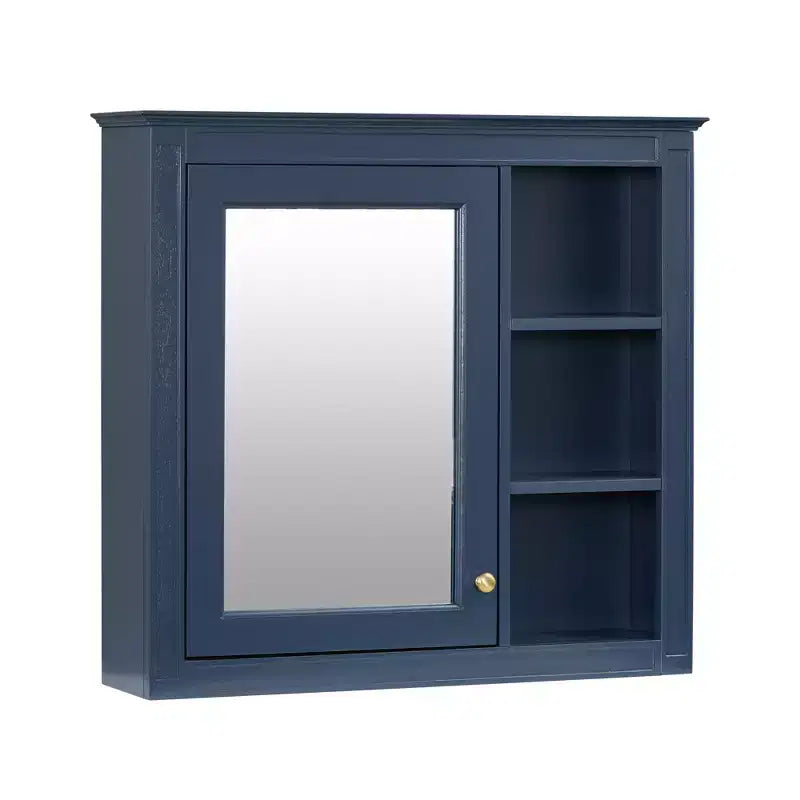 FAMYYT 30 in. W x 28 in. H Rectangular MDF Board Surface Mount Bathroom Medicine Cabinet with Mirror, Open Shelves