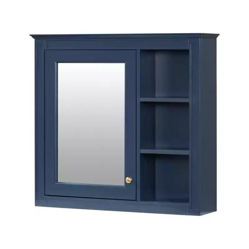 FAMYYT 30 in. W x 28 in. H Rectangular MDF Board Surface Mount Bathroom Medicine Cabinet with Mirror, Open Shelves