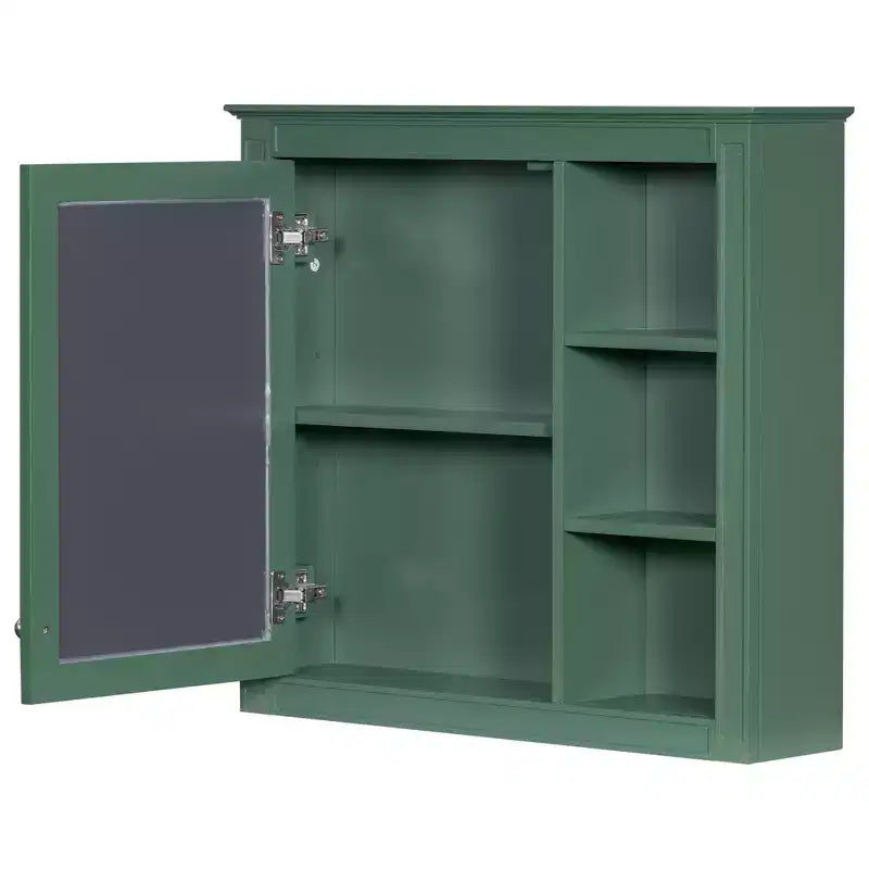 FAMYYT 30 in. W x 28 in. H Rectangular MDF Board Surface Mount Bathroom Medicine Cabinet with Mirror, Open Shelves