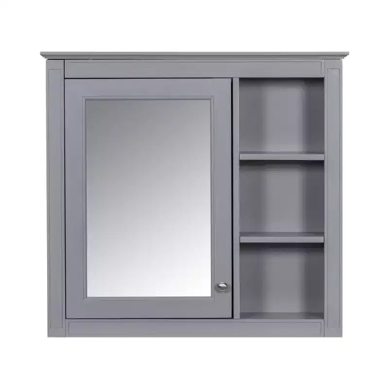 FAMYYT 30 in. W x 28 in. H Rectangular MDF Board Surface Mount Bathroom Medicine Cabinet with Mirror, Open Shelves