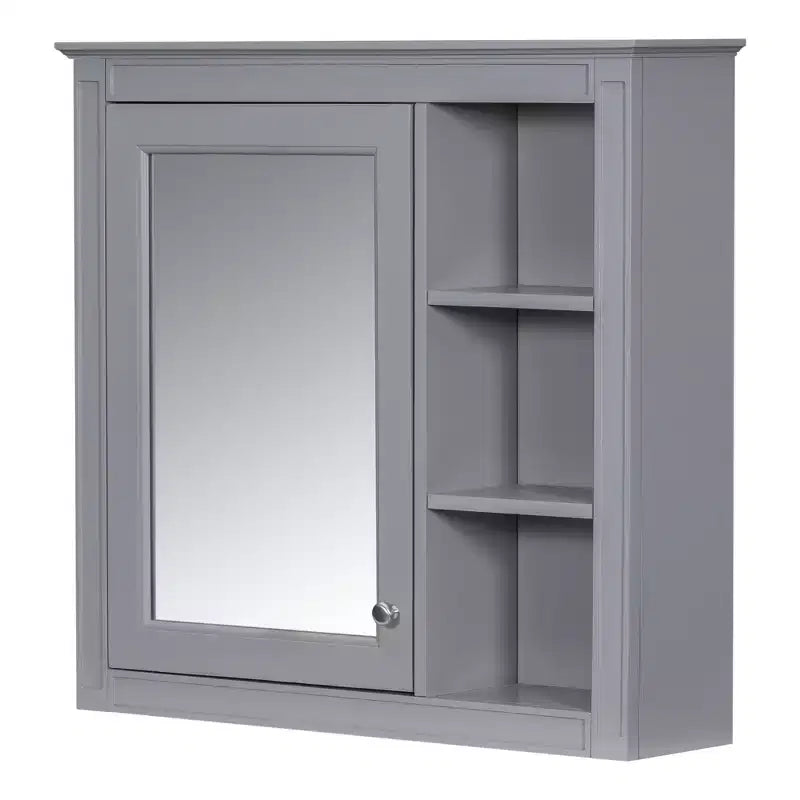 FAMYYT 30 in. W x 28 in. H Rectangular MDF Board Surface Mount Bathroom Medicine Cabinet with Mirror, Open Shelves