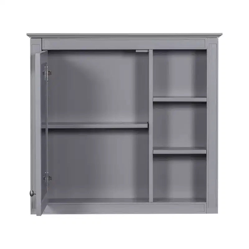 FAMYYT 30 in. W x 28 in. H Rectangular MDF Board Surface Mount Bathroom Medicine Cabinet with Mirror, Open Shelves