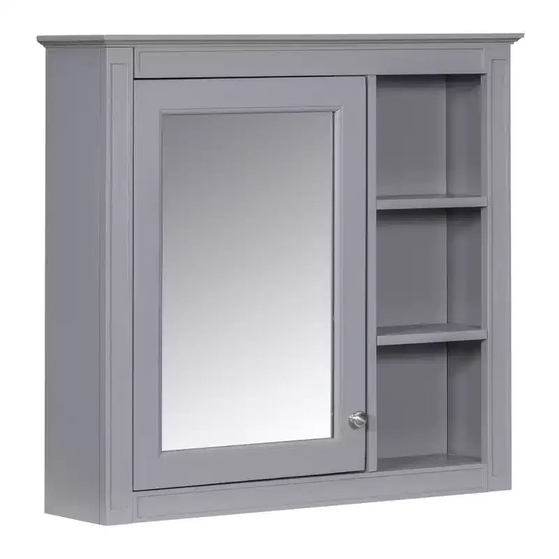 FAMYYT 30 in. W x 28 in. H Rectangular MDF Board Surface Mount Bathroom Medicine Cabinet with Mirror, Open Shelves