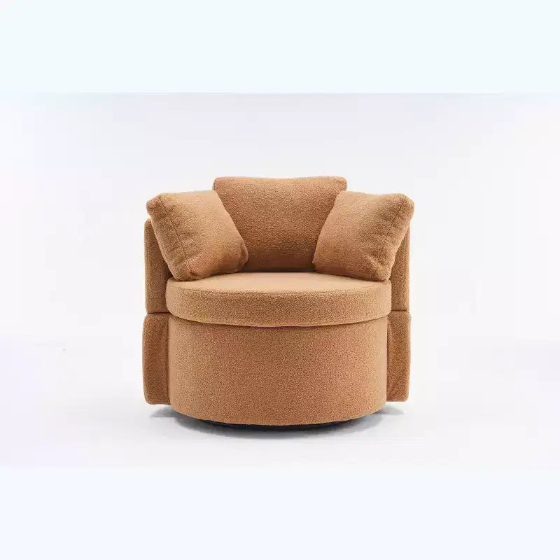 MAYEERTY Teddy Fabric Swivel Storage Chair, Back Cushion, Living Room, Khaki