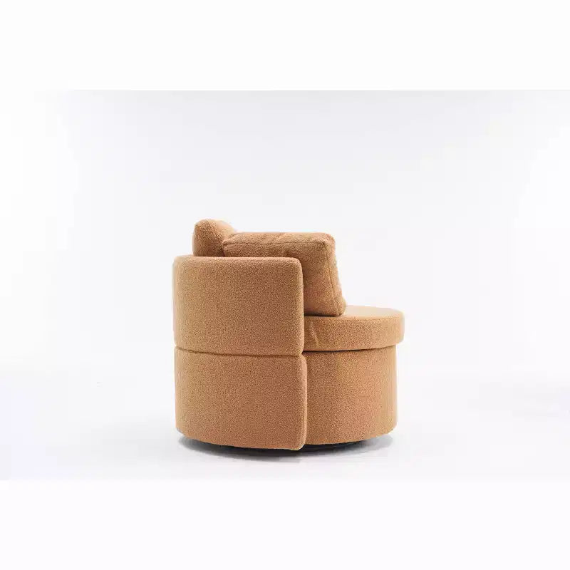 MAYEERTY Teddy Fabric Swivel Storage Chair, Back Cushion, Living Room, Khaki