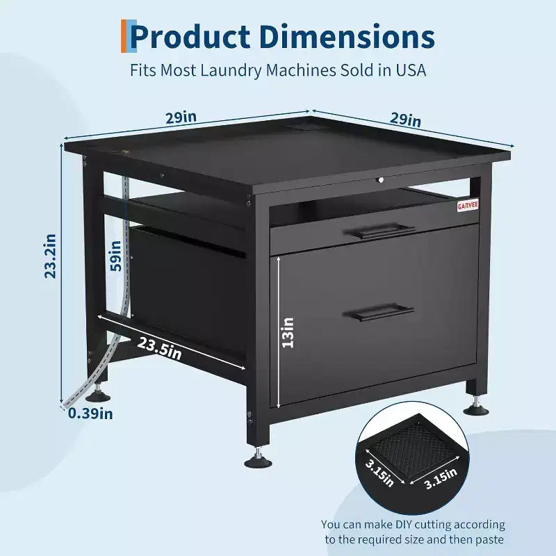 Heavy-Duty 29 Washer/Dryer Pedestal with Drawer & Shelf, 850lb Capacity & Anti-Vibration Base for Most Machines