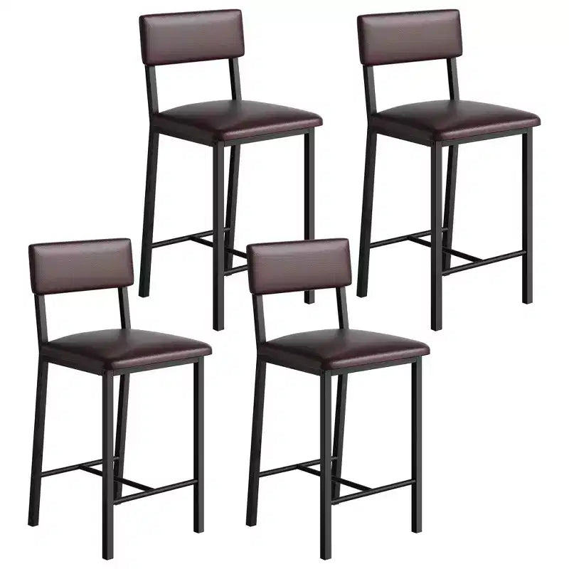 Bar Stools Set of 4, 25 in Kitchen Barstools with Thick Cushion, Backrest and Footrest, for Dining Room, Kitchen