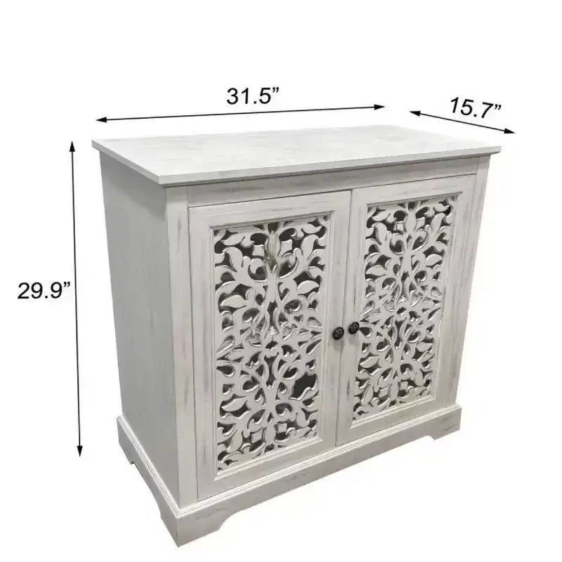 Antique Sideboard Storage Cabinet with Carved Doors, Distressed Accent Buffet Cabinet - Panipeachy