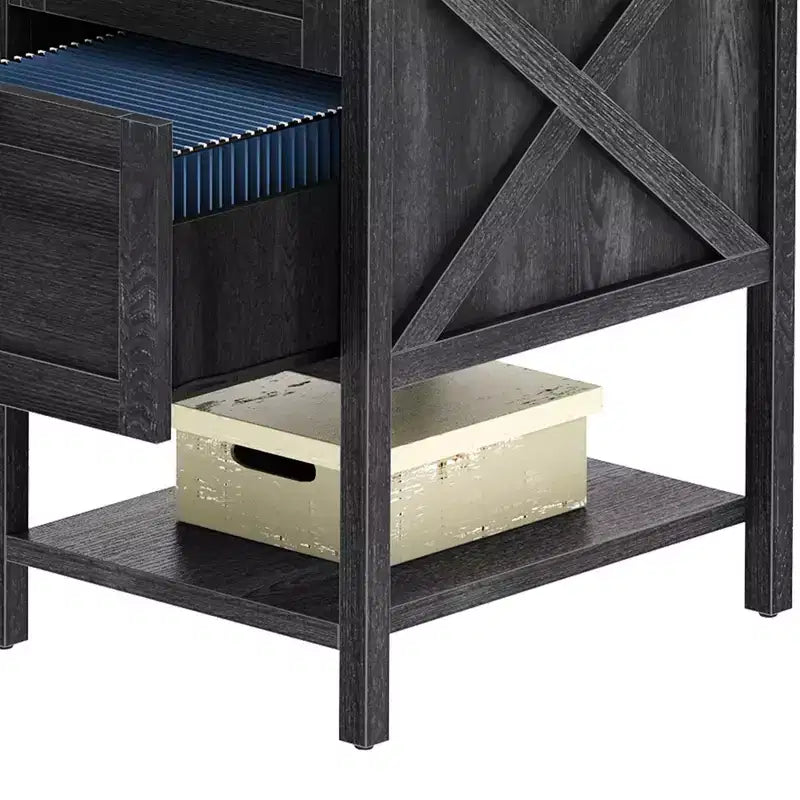 60Inch L Shaped Desk With Charging Station And File Drawer Modern Wood Computer Desk Game Desk Furniture For Home