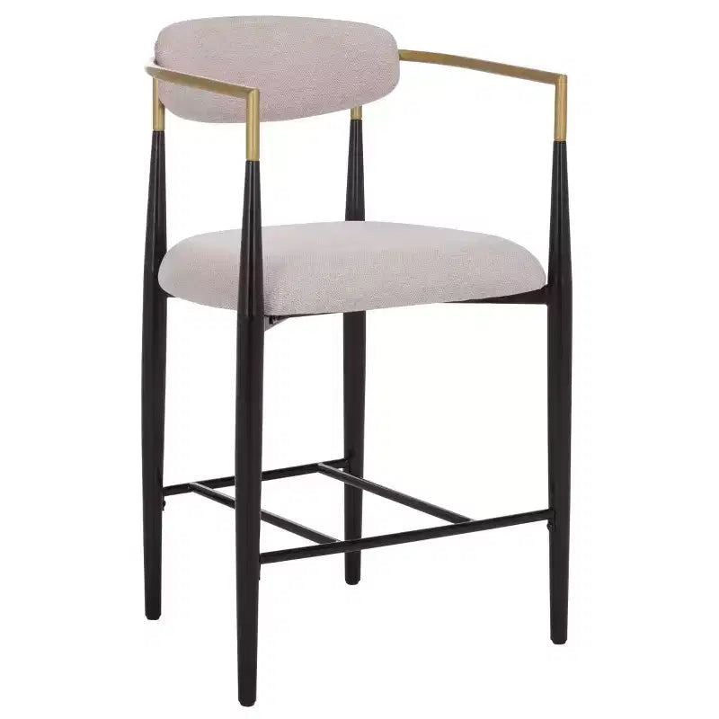 Covelle Arm Counter Stool (Set of 2) - BST6403A - Black Gold/Dove Grey - Safavieh