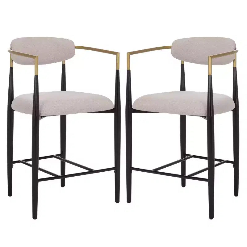 Covelle Arm Counter Stool (Set of 2) - BST6403A - Black Gold/Dove Grey - Safavieh