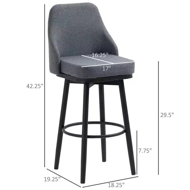 Modern Bar Stools, Set of 2 Swivel Kitchen Chairs