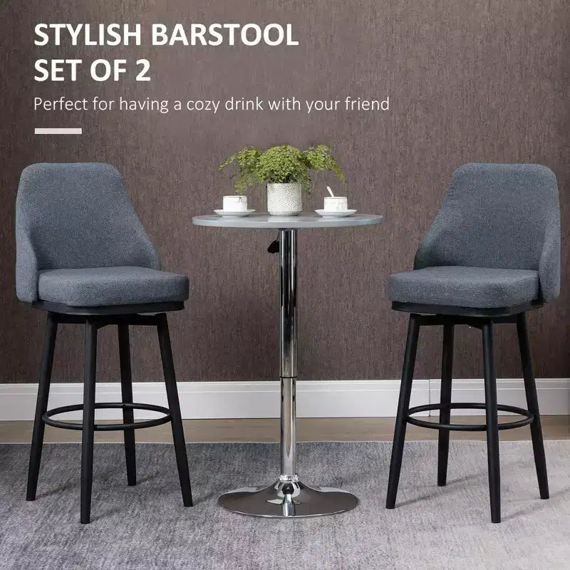Modern Bar Stools, Set of 2 Swivel Kitchen Chairs