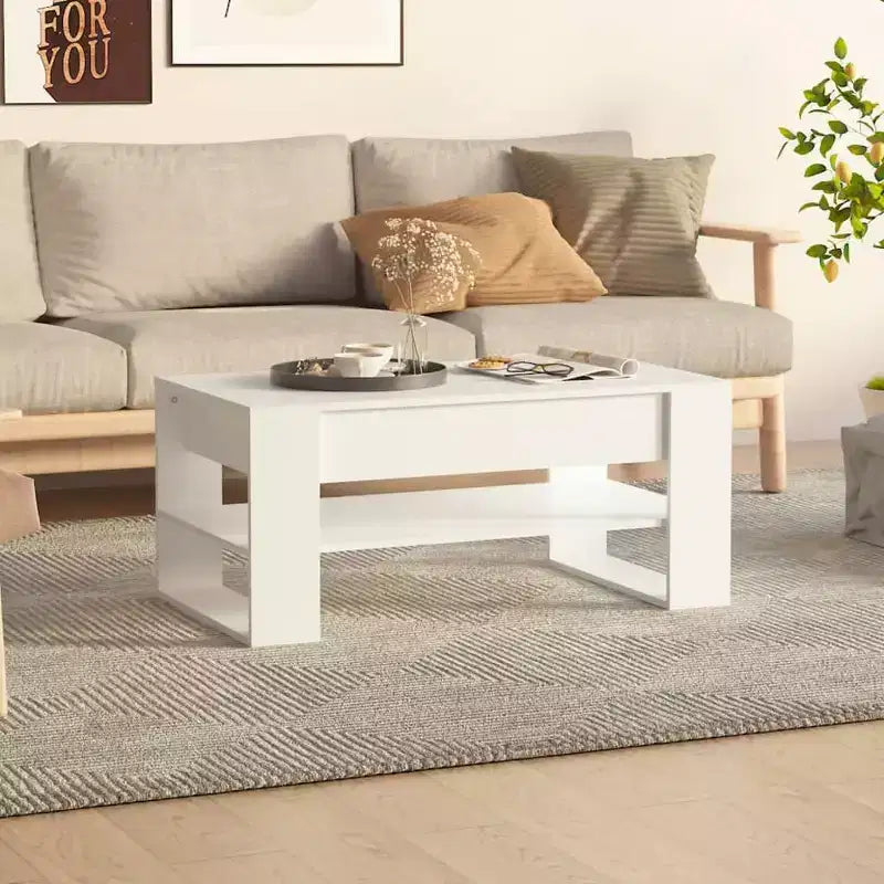 vidaXL Coffee Table White Engineered Wood Medium Coffee Table