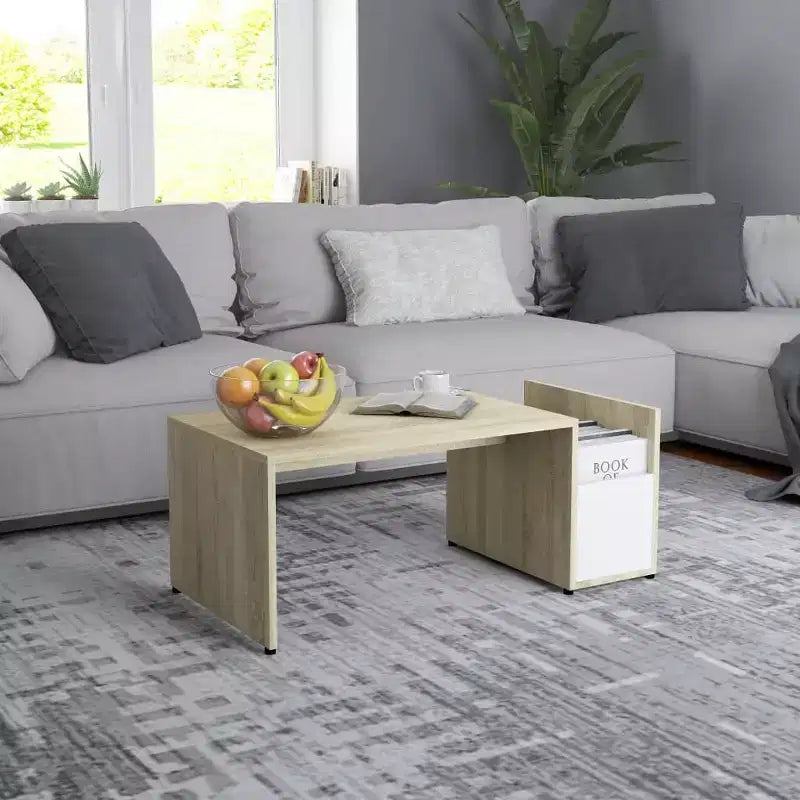 vidaXL Coffee Table White Engineered Wood Medium Storage Coffee Table