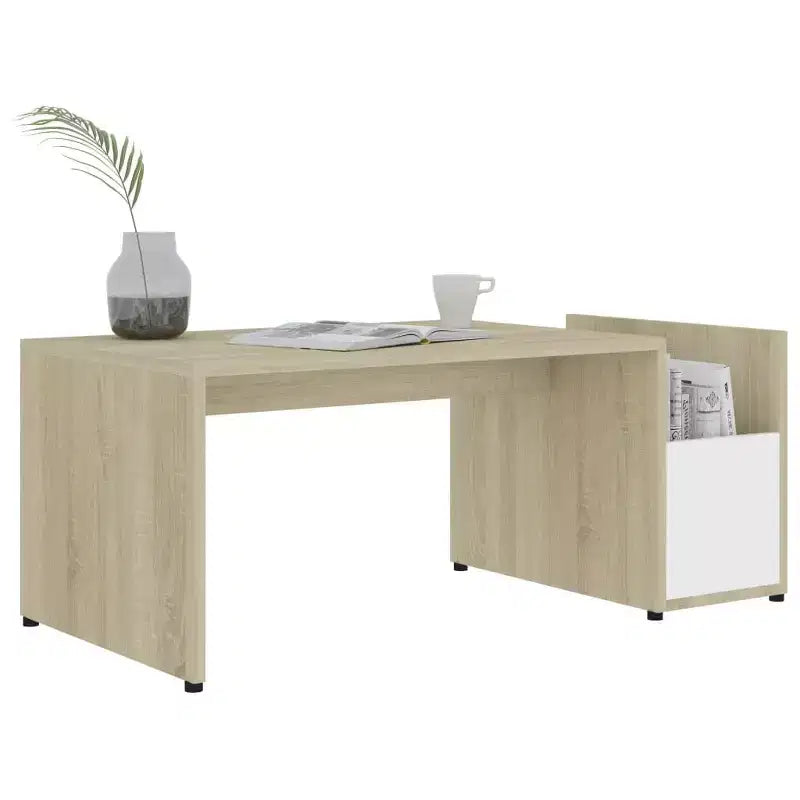 vidaXL Coffee Table White Engineered Wood Medium Storage Coffee Table