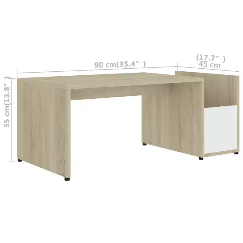 vidaXL Coffee Table White Engineered Wood Medium Storage Coffee Table