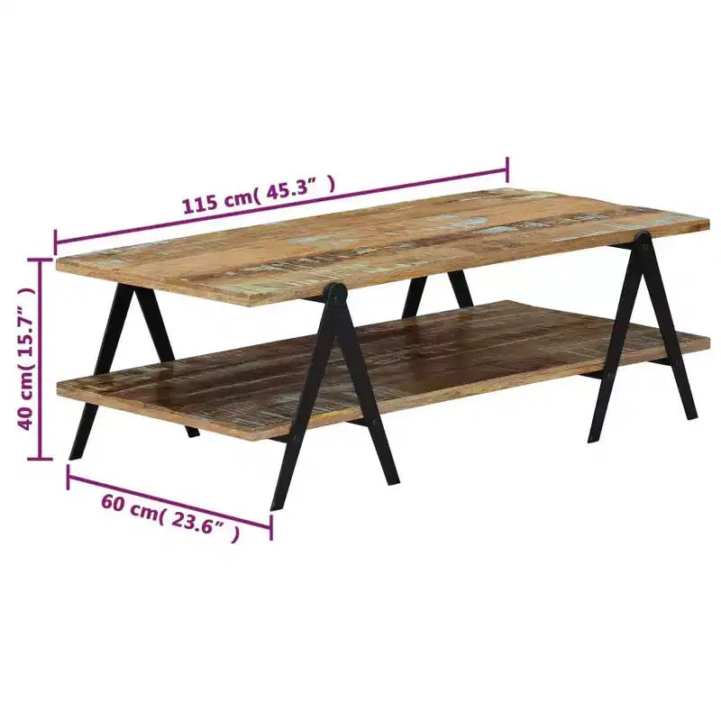 vidaXL Coffee Table End Table Sofa Table with Storage Shelf Solid Wood Mango