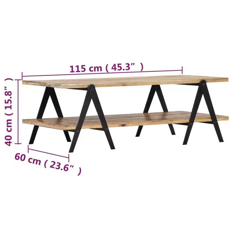 vidaXL Coffee Table End Table Sofa Table with Storage Shelf Solid Wood Mango