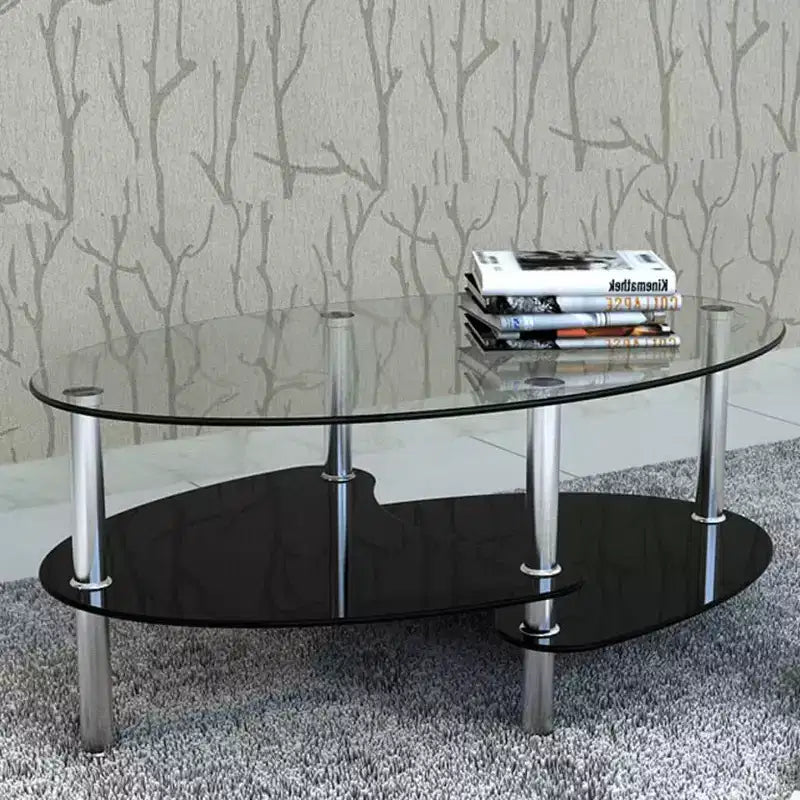vidaXL Metal Frame Glass Tabletop Coffee Side Table Living Room White/Black