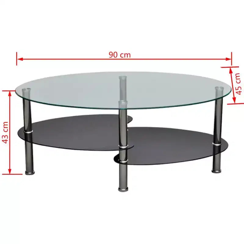 vidaXL Metal Frame Glass Tabletop Coffee Side Table Living Room White/Black