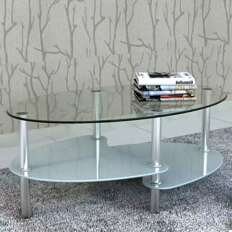 vidaXL Metal Frame Glass Tabletop Coffee Side Table Living Room White/Black