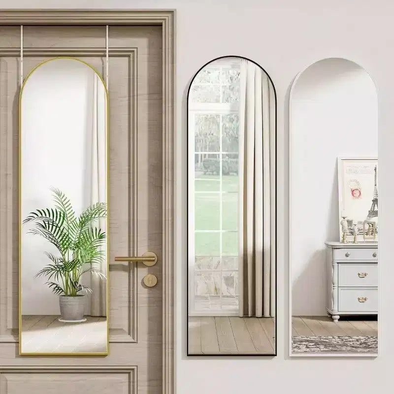 Door Mirror Full Length Over Door Wall Mirror 14x48 Inch Gold Hanging Rectangular Home Decor Mirror Strong Metal Frame