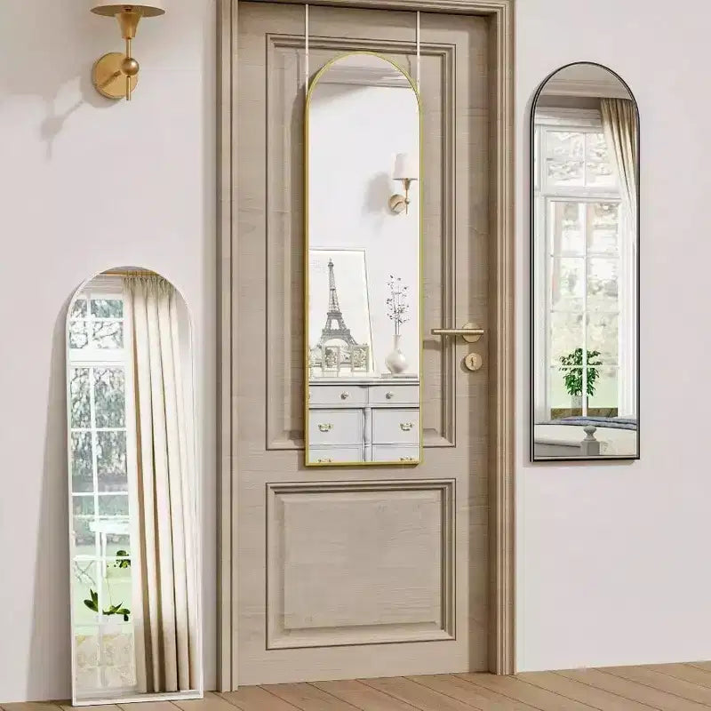 Door Mirror Full Length Over Door Wall Mirror 14x48 Inch Gold Hanging Rectangular Home Decor Mirror Strong Metal Frame