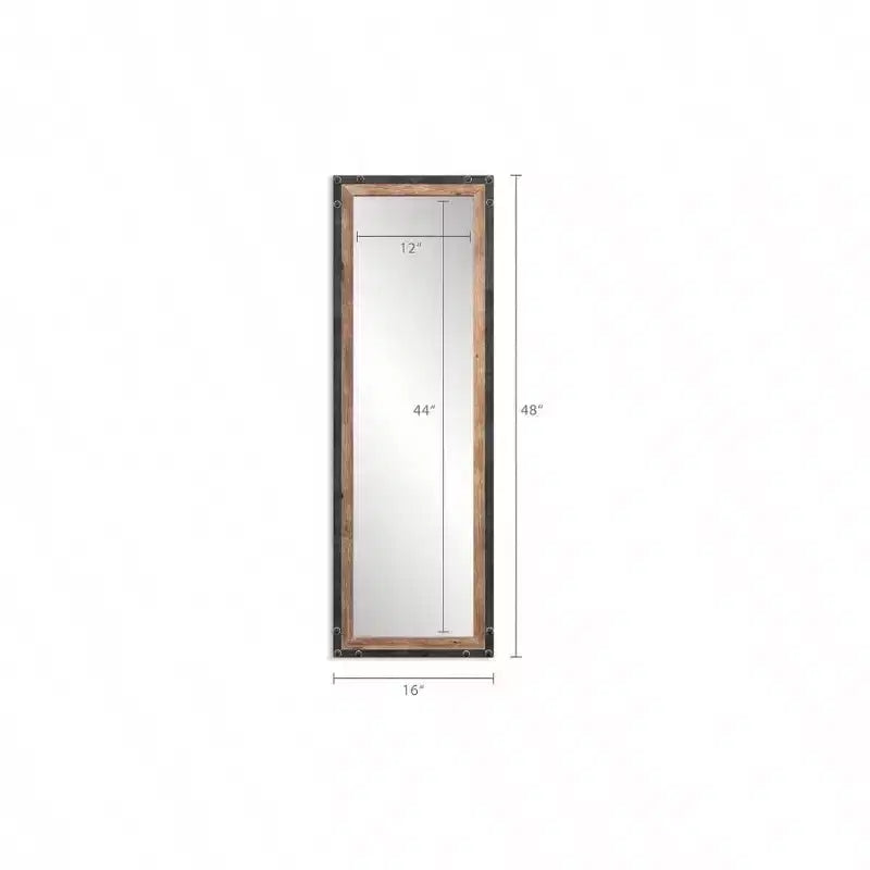 16x48 Leaner Floor Mirror Full Length Large Rustic Standing Leaning Hanging Wood and Metal Long Farmhouse Wall Mirror Brown
