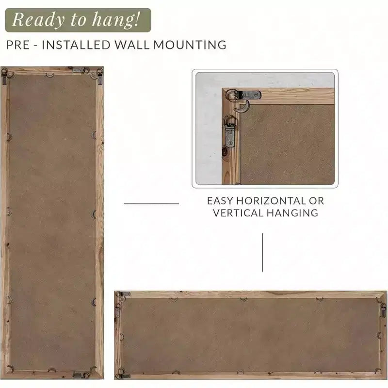 16x48 Leaner Floor Mirror Full Length Large Rustic Standing Leaning Hanging Wood and Metal Long Farmhouse Wall Mirror Brown