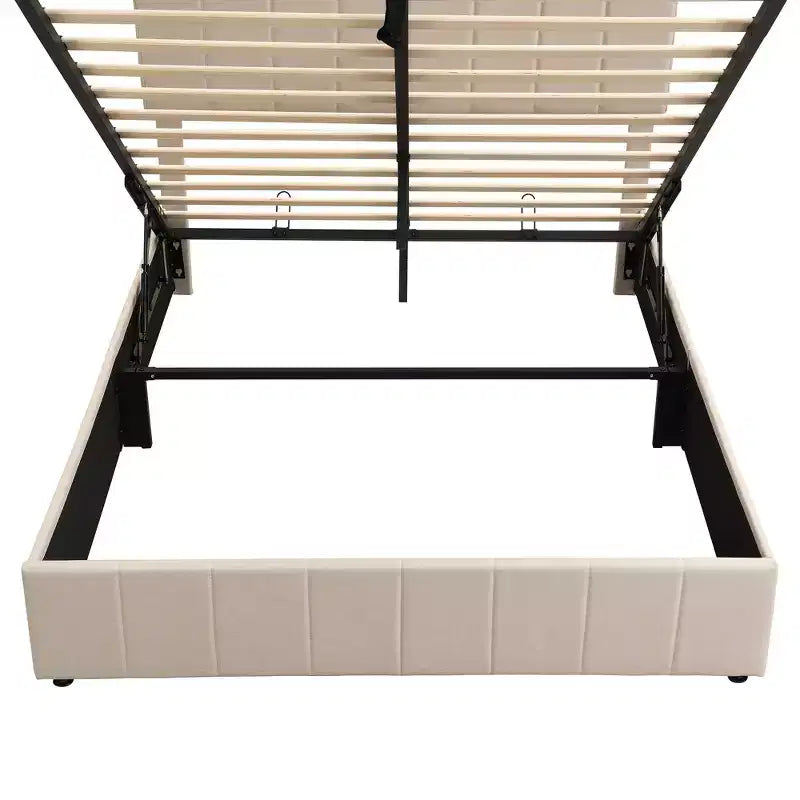 Luxystar Queen Size Upholstered Platform Bed with Hydraulic Lift and Storage