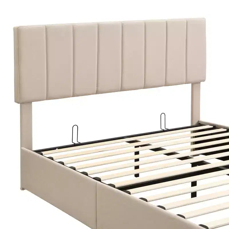 Luxystar Queen Size Upholstered Platform Bed with Hydraulic Lift and Storage