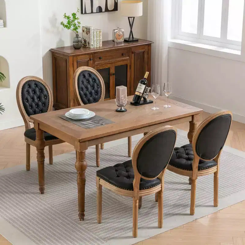 TUYOHW King Louis Chair Set of 2,Elegant Tufted Dining Chairs French Style for Home Decor,Sleek Side Chairs with Solid Rubberwood Legs