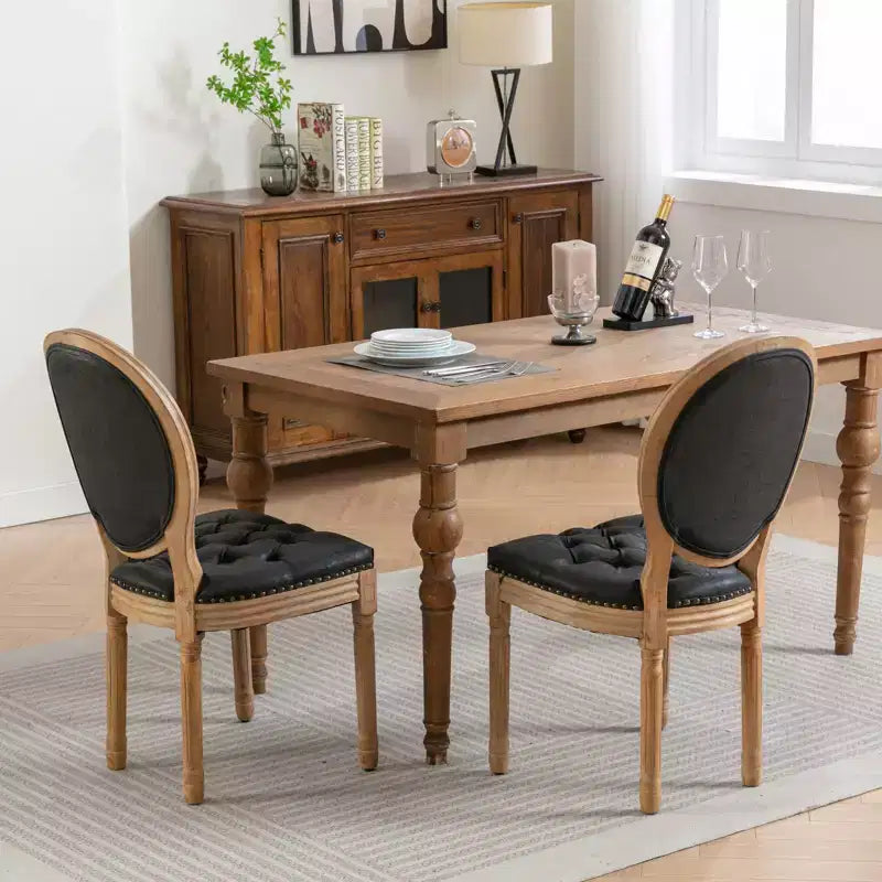 TUYOHW King Louis Chair Set of 2,Elegant Tufted Dining Chairs French Style for Home Decor,Sleek Side Chairs with Solid Rubberwood Legs