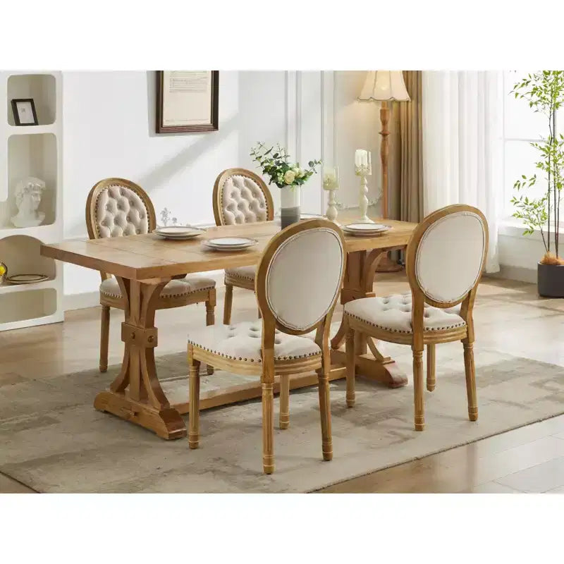 TUYOHW King Louis Chair Set of 2,Elegant Tufted Dining Chairs French Style for Home Decor,Sleek Side Chairs with Solid Rubberwood Legs
