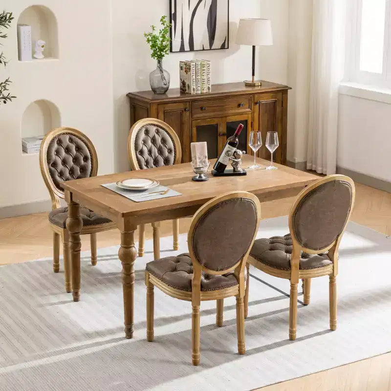 TUYOHW King Louis Chair Set of 2,Elegant Tufted Dining Chairs French Style for Home Decor,Sleek Side Chairs with Solid Rubberwood Legs