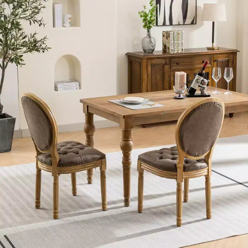 TUYOHW King Louis Chair Set of 2,Elegant Tufted Dining Chairs French Style for Home Decor,Sleek Side Chairs with Solid Rubberwood Legs