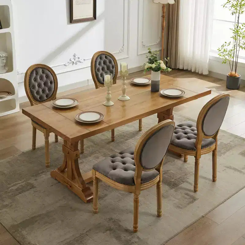 TUYOHW King Louis Chair Set of 2,Elegant Tufted Dining Chairs French Style for Home Decor,Sleek Side Chairs with Solid Rubberwood Legs