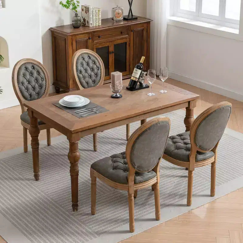TUYOHW King Louis Chair Set of 2,Elegant Tufted Dining Chairs French Style for Home Decor,Sleek Side Chairs with Solid Rubberwood Legs