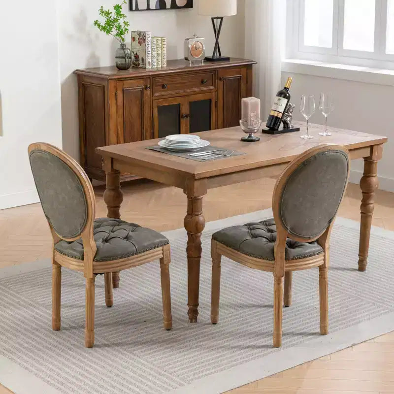 TUYOHW King Louis Chair Set of 2,Elegant Tufted Dining Chairs French Style for Home Decor,Sleek Side Chairs with Solid Rubberwood Legs