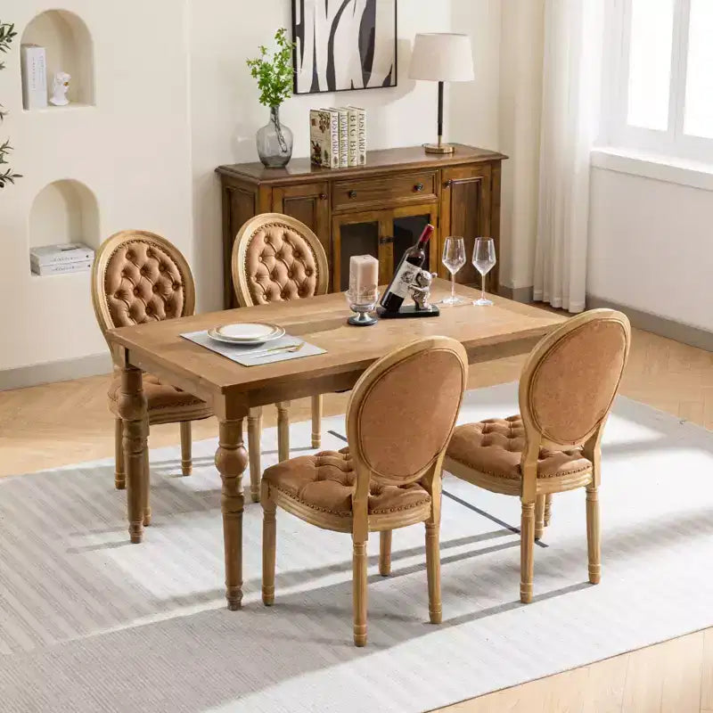 TUYOHW King Louis Chair Set of 2,Elegant Tufted Dining Chairs French Style for Home Decor,Sleek Side Chairs with Solid Rubberwood Legs