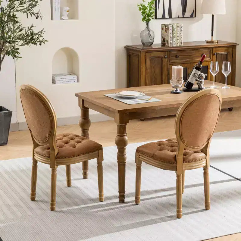 TUYOHW King Louis Chair Set of 2,Elegant Tufted Dining Chairs French Style for Home Decor,Sleek Side Chairs with Solid Rubberwood Legs
