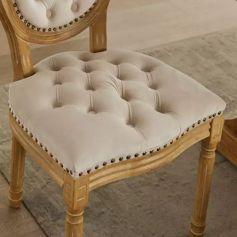 TUYOHW King Louis Chair Set of 2,Elegant Tufted Dining Chairs French Style for Home Decor,Sleek Side Chairs with Solid Rubberwood Legs